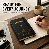 Carnet de notes A6 personnalisé Waypoint Premium 120 g/m² 100 feuilles Papier vierge imprimé UV Fermeture élastique en PU Ruban Couverture rigide