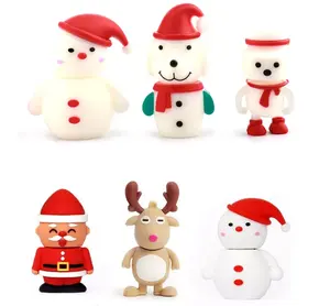 Custom Goedkope Gift Pvc Usb Stick 128Mb 512Mb Cartoon Christmas Santa Usb Flash Drive 2Gb 4Gb voor Kerstcadeau