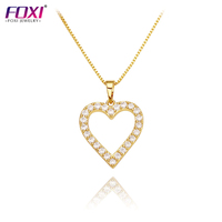 Bijoux à la mode, fabrication d'usine, collier en or plaqué rhodium pour amoureux, collier en cœur de couple