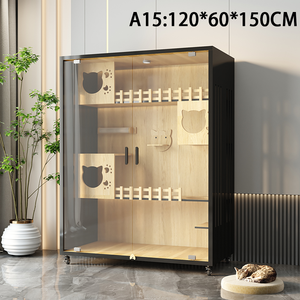 Katı ahşap düğme kapatma çevre dostu kedi kabine özel Modern küçük hayvan evi Pet kafesleri kapalı kedi mobilya - Product Image 5