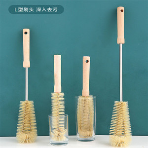 Brosse à tasses à manche en bois, brosse de nettoyage de bouteilles à long manche en nylon pour la cuisine, le verre et les thermos - Product Image 2