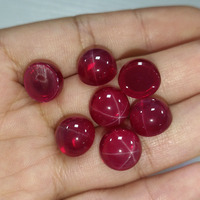 Cabochons ronds en rubis étoilé rouge synthétique transparents, pierres précieuses en vrac pour la fabrication de bijoux