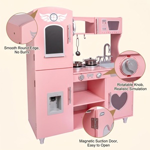 Ensemble de jouets de <span class=keywords><strong>cuisine</strong></span> en bois multifonctionnels, réfrigérateur, vaisselle, <span class=keywords><strong>simulation</strong></span> pour garçons et filles de 2 à 13 ans - Product Image 6