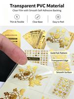 Autocollants personnalisés en PVC transparent avec estampage à chaud en feuille d'or, autocollants découpés à la forme, autocollants adhésifs pour la décoration de flacons et de boîtes cosmétiques
