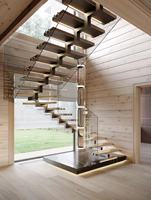 Escalier suspendu personnalisé HZ, style classique et simple, marches en bois, escalier suspendu pour villa, escalier d'hôtel