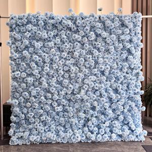 Light Blue Flower Wall Backdrop Backdrop Silk <b>Artificial</b> Decorative Flower Wall Flower Wall for Wedding Stage Decoration - Product Image 2