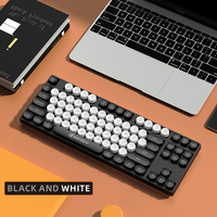 Clavier de jeu portable JERTECH DK600, nouveau, 80% blanc avec touches noires, touches rondes roses et bleues, clavier personnalisé pour ordinateur portable, LED
