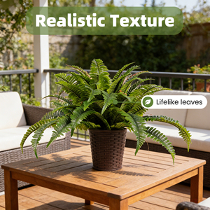 Feraula di Boston Artificiale di Lusso <span class=keywords><strong>in</strong></span> <span class=keywords><strong>Vaso</strong></span> Intrecciato, Pianta <span class=keywords><strong>in</strong></span> Plastica Fatta a Mano per Interni, per Vetrine di Caffetterie e Negozi, Arredamento Moderno per la Casa - Product Image 5