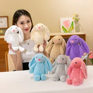 柔软可爱婴儿毛绒玩具制造商来样定做设计长耳兔子毛绒动物定制兔子毛绒玩具