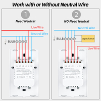 Interruttore Intelligente WiFi LEDEAST DS-121JL-2 Standard USA a 2 Vie con Design a Relè, Controllo tramite App Tuya