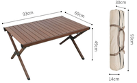 Table de camping portable SOLOMAN moderne en alliage d'aluminium, légère, réglable en hauteur, détachable, marron, 4 places, avec rangement