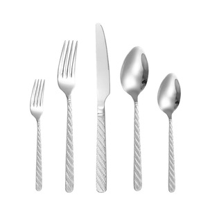 Stainless Steel Twisted Knife Fork Spoon <b>Set</b> 5 Piece Retro Western Style Steak Flatware Picnic Use - Product Image 1