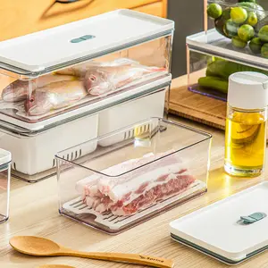 Cucina in acrilico trasparente contenitore per alimenti in plastica congelatore organizzatore frigorifero contenitore contenitore cibo con bordo di scarico/cestino