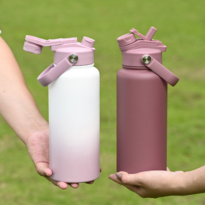 Vaso Térmico Personalizado con Tapa de Colores 18oz 32oz Recubierto en Polvo Botella de Agua de Acero Inoxidable Aislada al Vacío de Doble Pared con Popote - Product Image 1