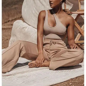 Body côtelé asymétrique à une épaule <span class=keywords><strong>pour</strong></span> femme, sans manches, coupe ajustée, couleur unie, extensible, style débardeur, <span class=keywords><strong>pour</strong></span> l'été, le streetwear, le quotidien et comme haut basique - Product Image 4