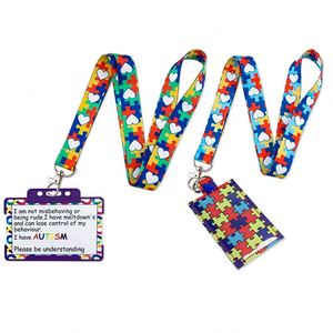 Patchfan Autism Awareness <b>Jigsaw</b> Puzzle Key Lanyards for Keys in Mobile Phone Neck Straps Badge <b>Holders</b> Webbings Necklace - Product Image 1