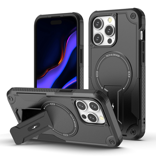 Magnetic Adsorption Magnetic Heavy Duty Kickstand Cases for iphone 17 16 15 14 13 15 Pro Max Cover