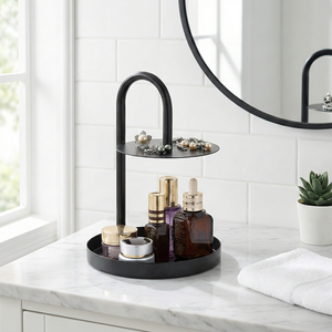 SOLDES Étagère de rangement à bijoux en métal multifonctionnelle de style japonais à double niveau avec 2 plateaux Fabriqué à Taïwan Organisateur de cuisine - Product Image 2