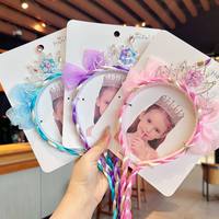 Wig Rajut Anak Baru, Kepang Super Peri dengan Ikat Rambut Lucu Motif Kartun, Ikat Rambut Fashion untuk Anak Perempuan, Ikat Kepala Bayi