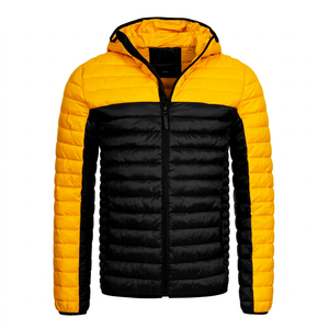 <b>Mens</b> <b>Hooded</b> Quilted Winter <b>Jacket</b> Warm <b>Padded</b> Puffer Coat Insulated Breathable Nylon Outerwear Water Resistant Windproof Full - Product Image 1