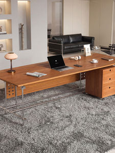 Escritorio de Oficina Moderno de Estilo Mid-Century, de Madera de Olmo, Diseño de Estación de Trabajo <span class=keywords><strong>Bosss</strong></span>, Mesa Rectangular Personalizada Multifuncional - Product Image 4