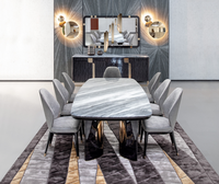 Ensemble de salle à manger en marbre, style européen et moderne, table de luxe en métal