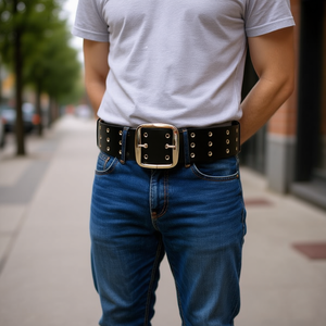 Cinturón de Moda de 6.5cm de Ancho y 100cm de Largo con Hebilla Plateada/Dorada, Estilo Casual, Cinturones Metálicos - Product Image 3