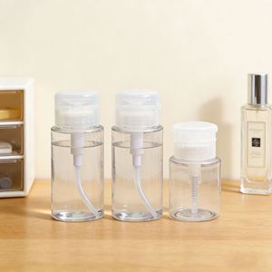 Travel Sized Round Pump Bottle Transparent <b>Plastic</b> For Nail Polish Remover Makeup <b>Cleaner</b> Serum Storage Refillable With Flip Cap - Product Image 1