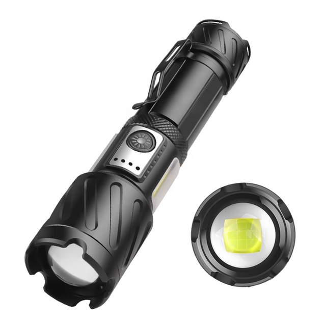 New Design COB LED Flashlight Aluminum Alloy IP65 White Yellow Red Light XHP99 Camping Reading Rechargeable Zoomable
