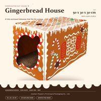 En gros Maison à gratter pour chat en carton en forme de maison en pain d'épices, motif canne à sucre de Noël, pour chats d'intérieur, Fourniture d'usine