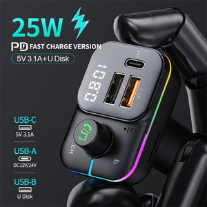 Loại C Xe MP3 Máy Nghe Nhạc Nhanh Chóng Sạc Không Dây Tai Nghe Cuộc Gọi FM <span class=keywords><strong>Transmitter</strong></span> Bass Stereo <span class=keywords><strong>Receiver</strong></span> FM Modulator OTP Xe Sạc - Product Image 3