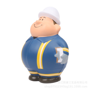 Cartoon Fat Worker PU <b>Foam</b> Figurine Decorative <b>Craft</b> Gift For Home Or Office - Product Image 3
