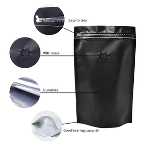 Foglio di alluminio laminato 1kg 250g 1lb sacchetto di stand up/sacchetto di carta bianca opaca/chiusura a zip coffe bag con valvola
