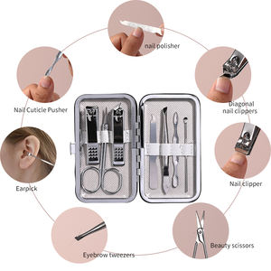 Commercio all'ingrosso 7 pz/set in acciaio inox per la cura delle unghie strumenti per il trucco accessori cosmetici per Manicure e Pedicure Set con fondina - Product Image 3