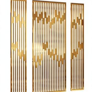 Foshan Home <b>Decor</b> Luxury Fixed Art Laser Cut Engraved Brushed Stainless Steel Retractable Multifunctional Partition Room Divider - Product Image 3