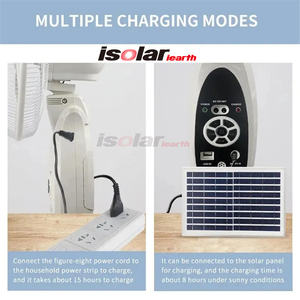 مروحة كهربائية محمولة قابلة لإعادة الشحن من ساكو، 18 بوصة، مع لوحة شمسية وبطارية قابلة للشحن وإضاءة، مروحة قائمة 16 بوصة - Product Image 5