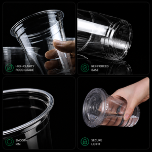 Custom Logo Printed 8 12 16 24 32 oz Cold <strong>Disposable</strong> <strong>Cup</strong> u shape Clear pet <strong>dessert</strong> Boba Plastic Ice coffee <strong>Cup</strong> with Lids - Product Image 4