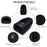 Masseur de paume de main avec airbag chauffant, 3 niveaux de chaleur, 3 modes, sans fil, rechargeable par USB, pour soulager l'arthrite et le syndrome du canal carpien
