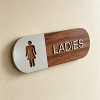 Plaque murale moderne bicolore en bois et métal, écologique, avec lettres 3D, pour toilettes, salle de bain féminine, numéro de maison, ou porte d'hôtel
