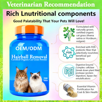 Tabletas Hairbal Remova para Gatos, Apoyo Inmunológico, Peristaltismo Intestinal, Ayuda a la Digestión, Enzimas Digestivas, Suplemento para la Salud de las Articulaciones