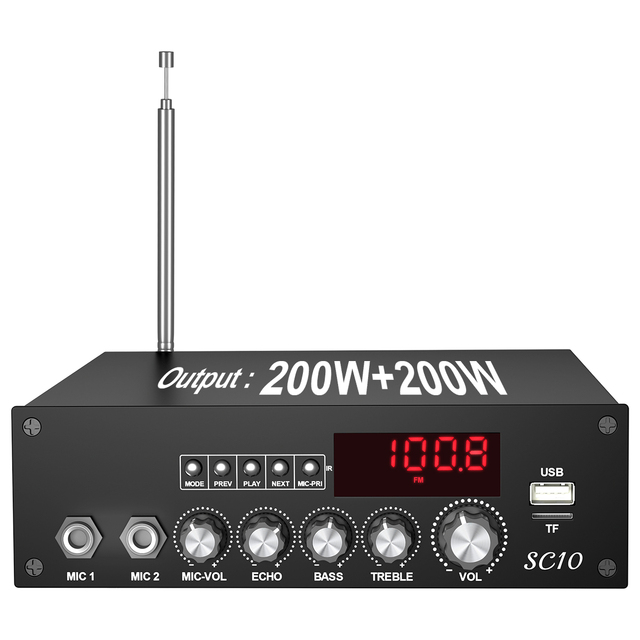 VIRE 2*200W Class D Digital Audio Power Amplifier TPA3251 USB Sound Card Subwoofer Theater Audio Stereo Equalizer Amp