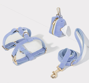 ชุดลูกสุนัขผ้าลูกฟูกผ้าลูกฟูกน่ารักทำด้วยมือชื่อเฉพาะสายจูงสุนัขที่กำหนดเองผู้ถือกระเป๋าทำจากหนังโพลีเอสเตอร์ - Product Image 1