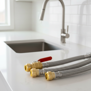 <span class=keywords><strong>Tuyau</strong></span> d'arrivée flexible tressé avec raccords rapides en laiton pour système d'<span class=keywords><strong>eau</strong></span> <span class=keywords><strong>potable</strong></span> et connexion d'appareils - Product Image 1