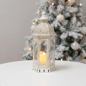 Wholesale Distressed White Metal <b>Moroccan</b> Lantern Handmade for Home & Weddings <b>Decoration</b> - Product Image 2