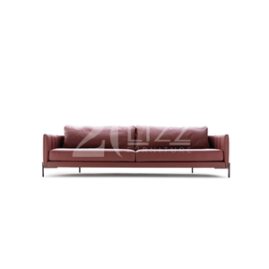Sofá de cuero completo minimalista italiano, sofá con respaldo curvo para sala de estar, oficina y hotel - Product Image 5