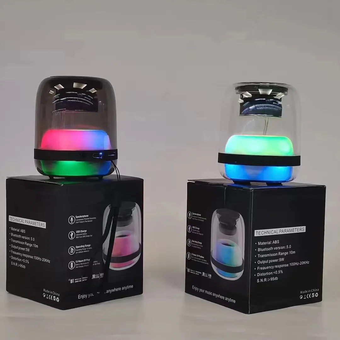 Tendencia 2023-Altavoz Bluetooth, luz LED portátil transparente