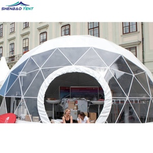 3,5,6,8,10,15,20,<span class=keywords><strong>25</strong></span>,30m de diamètre Villa de vacances hôtel cadre en acier dôme géodésique transparent préfabriqué hôtel 4 saisons dôme tente - Product Image 2