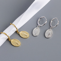 Boucles d'oreilles créoles vintage pour femmes en argent sterling 925 plaqué or avec zircon et design de goutte circulaire pour les occasions de mariage et de fête