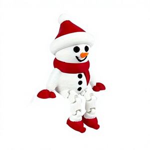 3D Printed Articulated Snowman Figurine Movable Joint Christmas Table Decor <b>Santa</b> Hat Winter Holiday Desktop Ornament Gift - Product Image 1