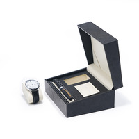Magnifique coffret de luxe créatif en cuir pour montre, boîte de rangement rectangulaire avec fermeture à rabat, ensemble de stylos portable tendance, carte de remerciement